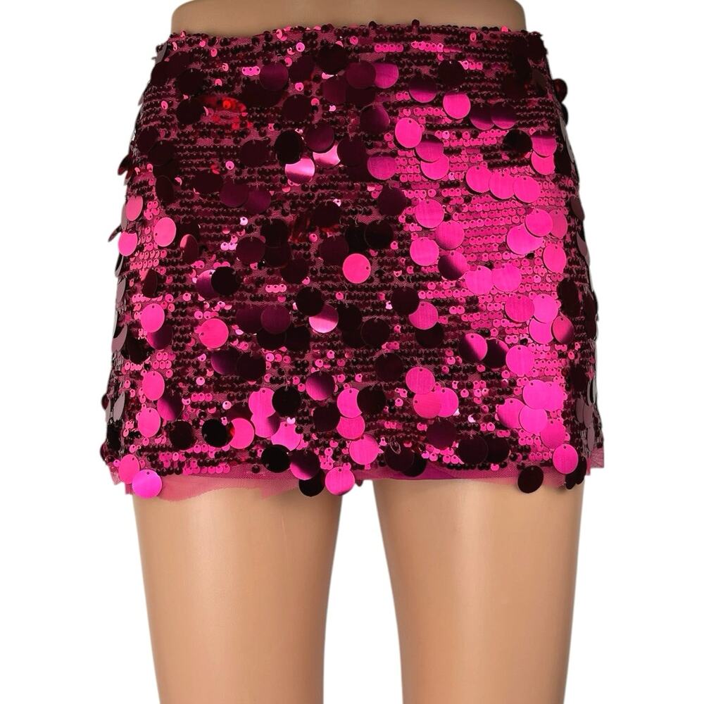 Peppermayo Hot Pink Sequin Mini Skirt